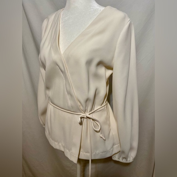 J Crew Cream Drapery Wrap Top - Picture 2 of 6